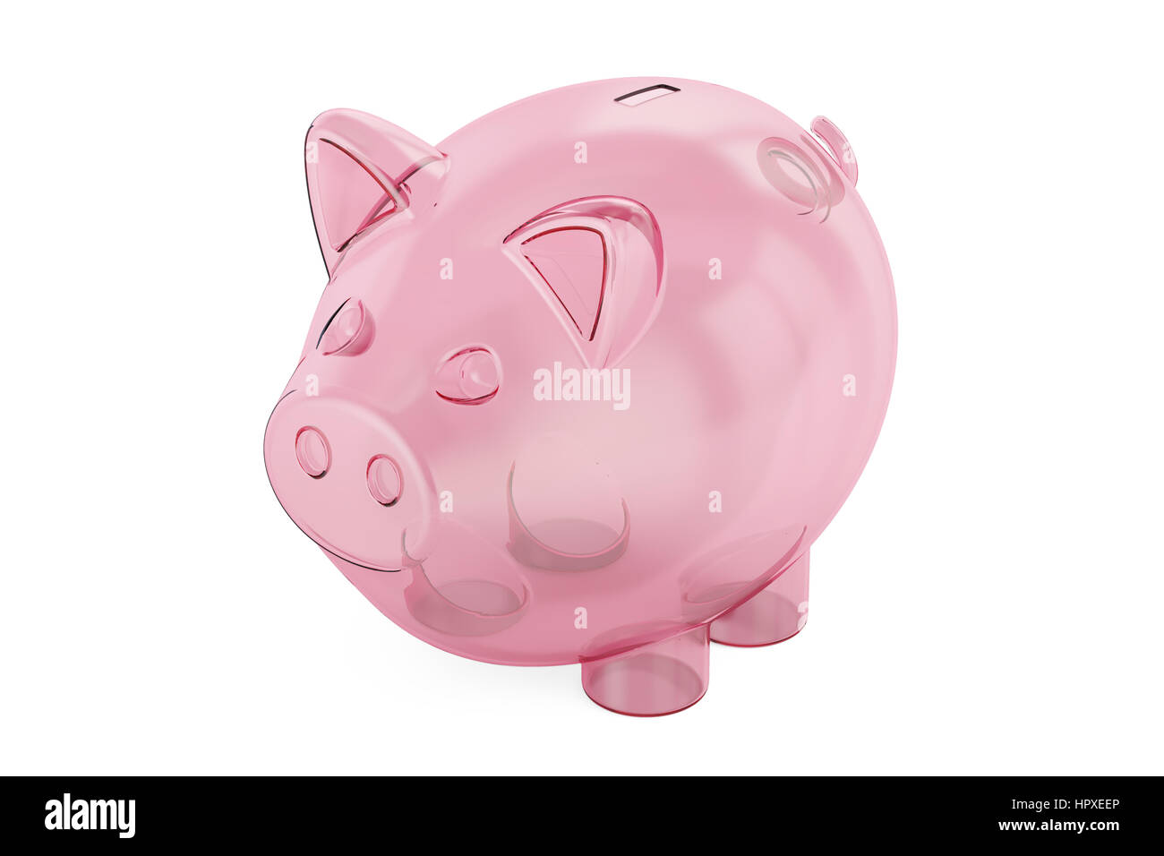 empty transparent piggy bank, 3D rendering isolated on white background ...