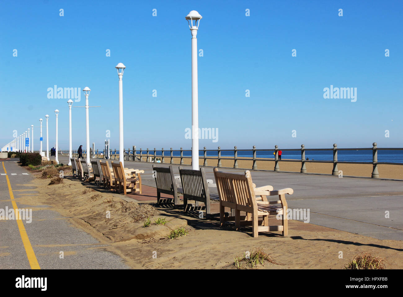 The boardwalk on cool winters day Stock Photo