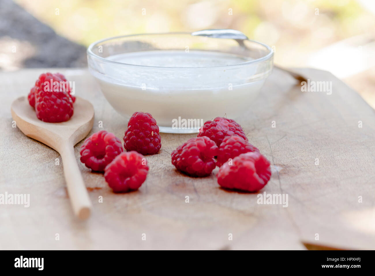 Yogurt and raspberries Stock Photo Alamy
