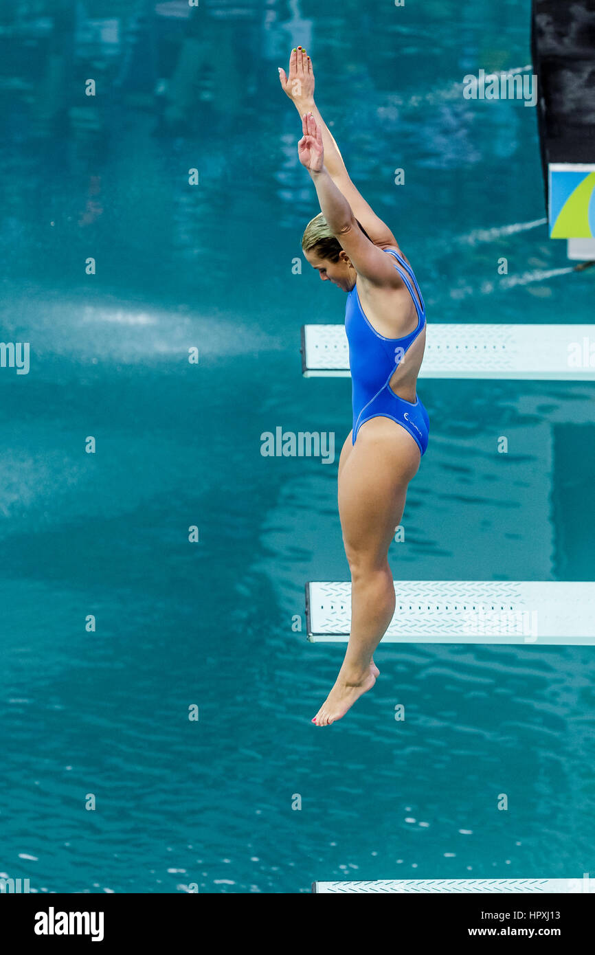 Rio de Janeiro, Brazil. 14 August 2016 Nora Subschinski (GER) competes in  the Women Diving Springboard 3m final at the 2016 Olympic Summer Games.  ©Pau Stock Photo - Alamy
