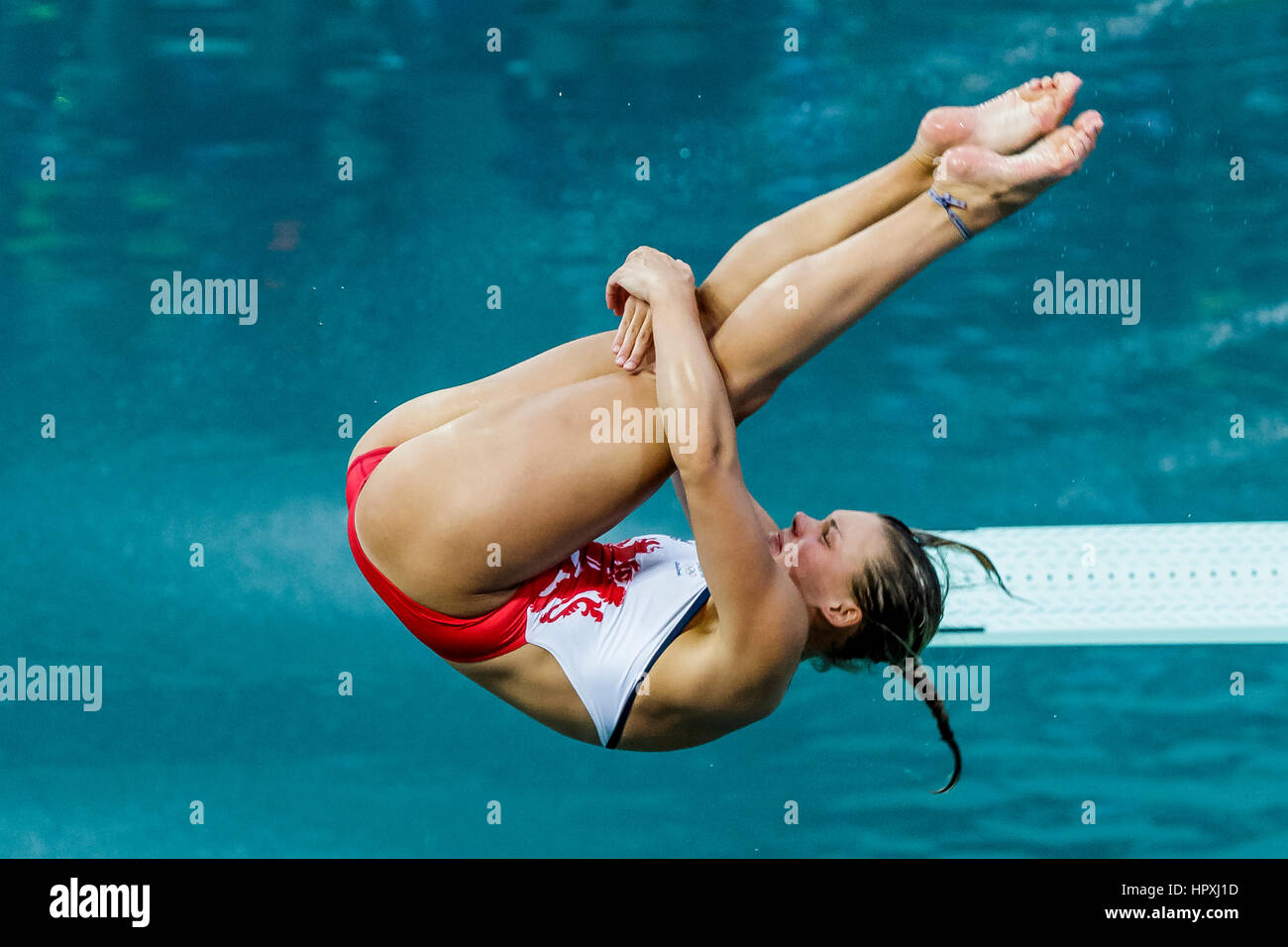 Rio de Janeiro, Brazil. 14 August 2016 Grace Reid (GBR) competes in the Women Diving Springboard 3m final at the 2016 Olympic Summer Games. ©Paul J. S Stock Photo