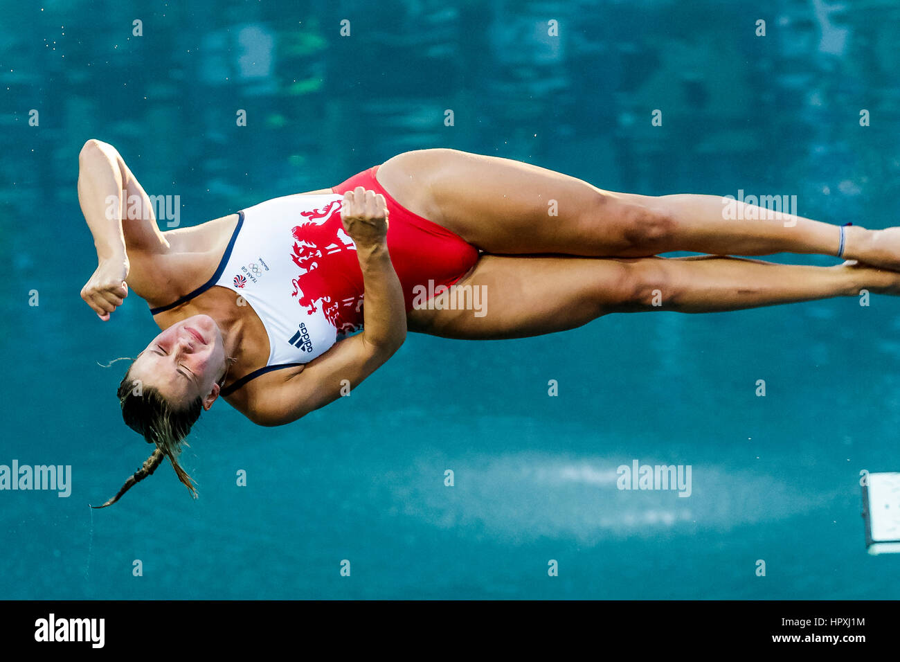 Rio de Janeiro, Brazil. 14 August 2016 Grace Reid (GBR) competes in the Women Diving Springboard 3m final at the 2016 Olympic Summer Games. ©Paul J. S Stock Photo