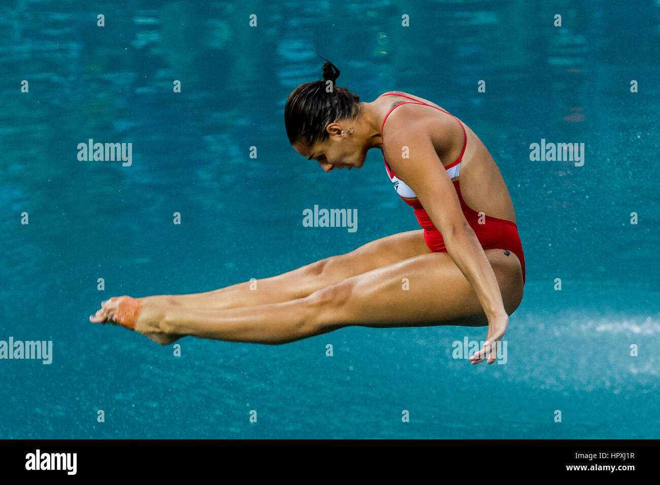 Rio de Janeiro, Brazil. 14 August 2016 Pamela Ware (CAN) competes in the Diving Springboard 3m final at the 2016 Olympic Summer Games. ©Paul J. Sutton Stock Photo