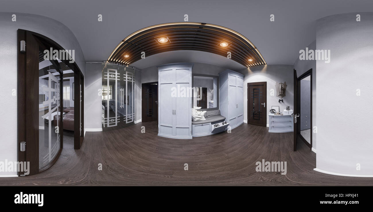 3d illustration hall interior design in classic style. Render is made ...