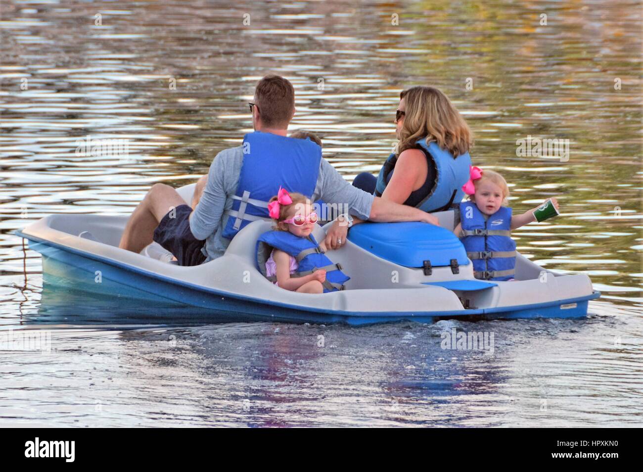 Family Paddle Boating Stock Photo Alamy