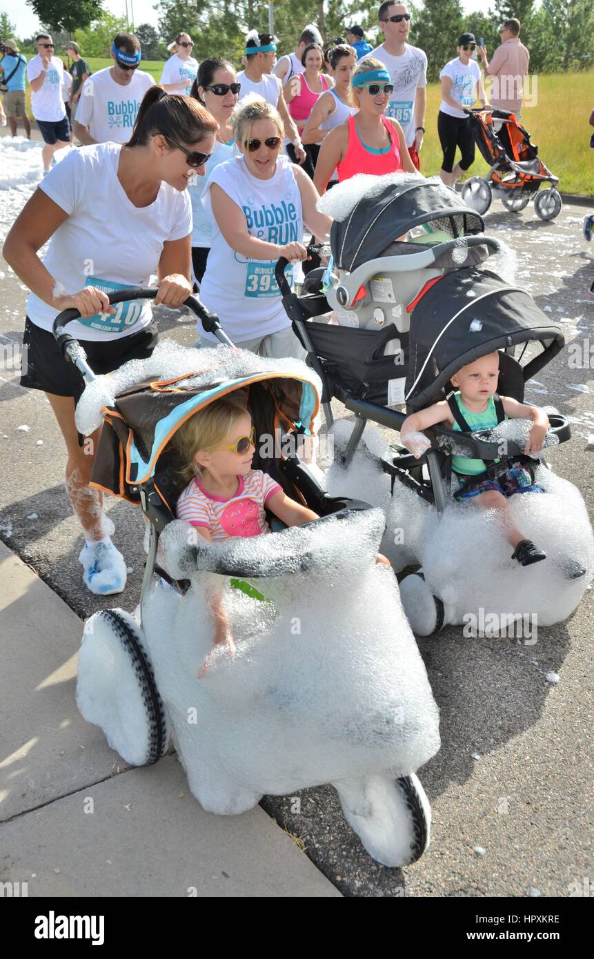 Bubble Run Fundraiser Stock Photo - Alamy