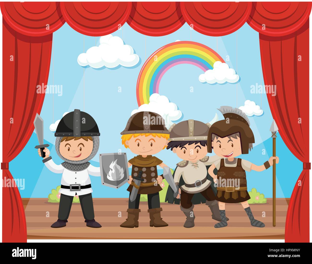 Kids doing drama show on stage illustration Stock Vector Image & Art ...