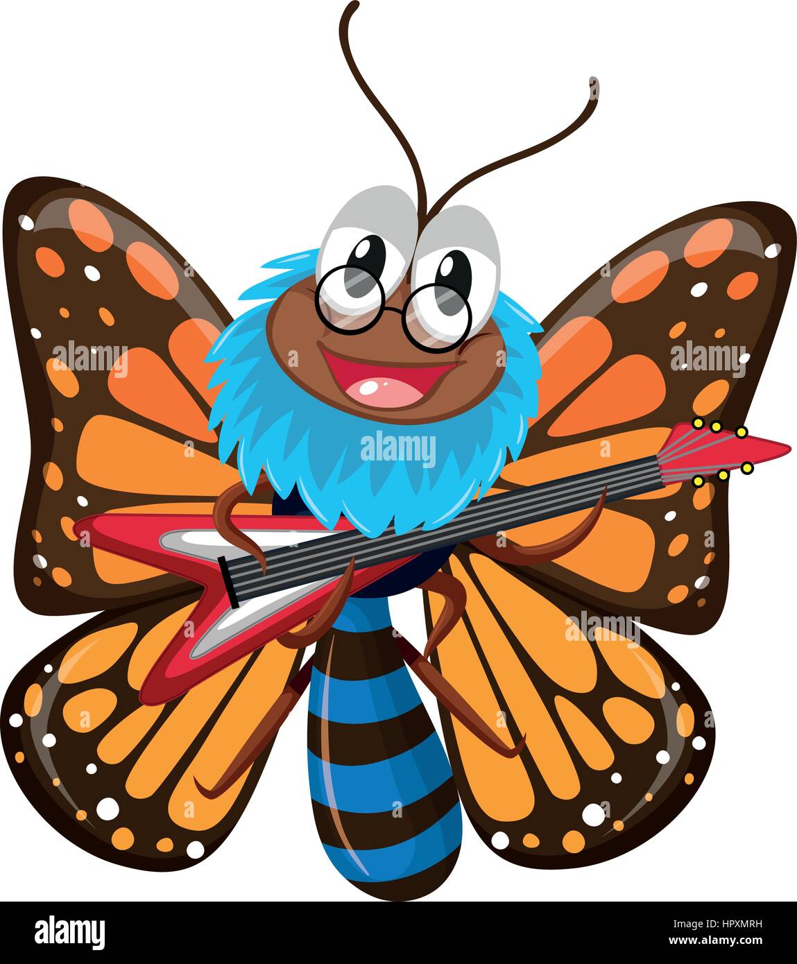 Butterfly playing electric guitar illustration Stock Vector Image & Art Alamy