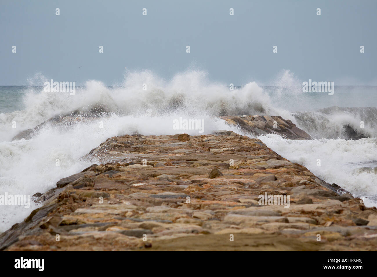 Sea storm in the coast Stock Photo