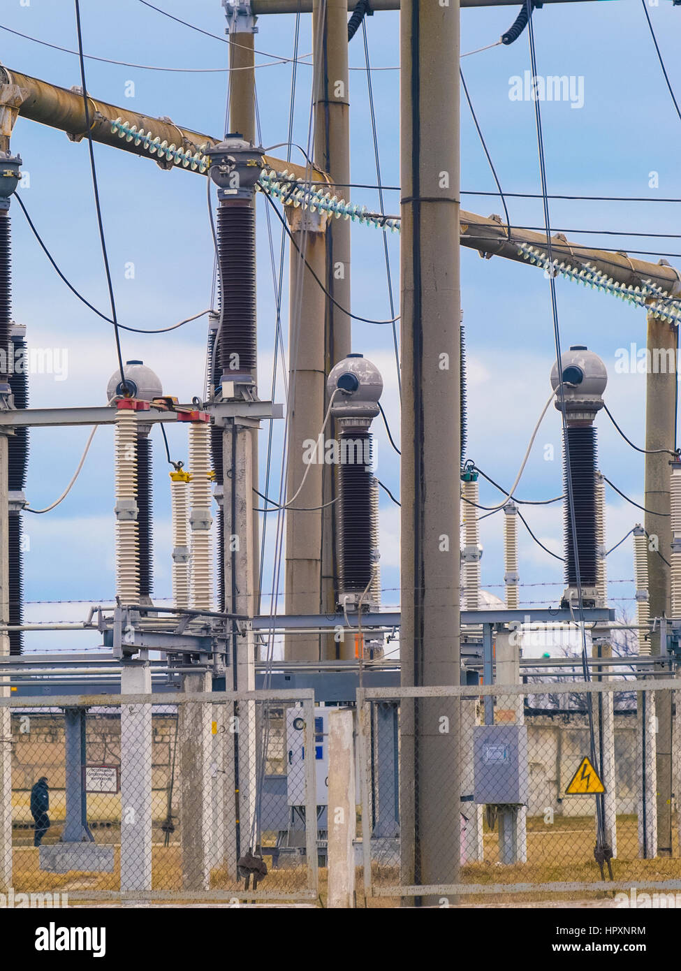The specialty pillars of electrical equipment at the station Stock