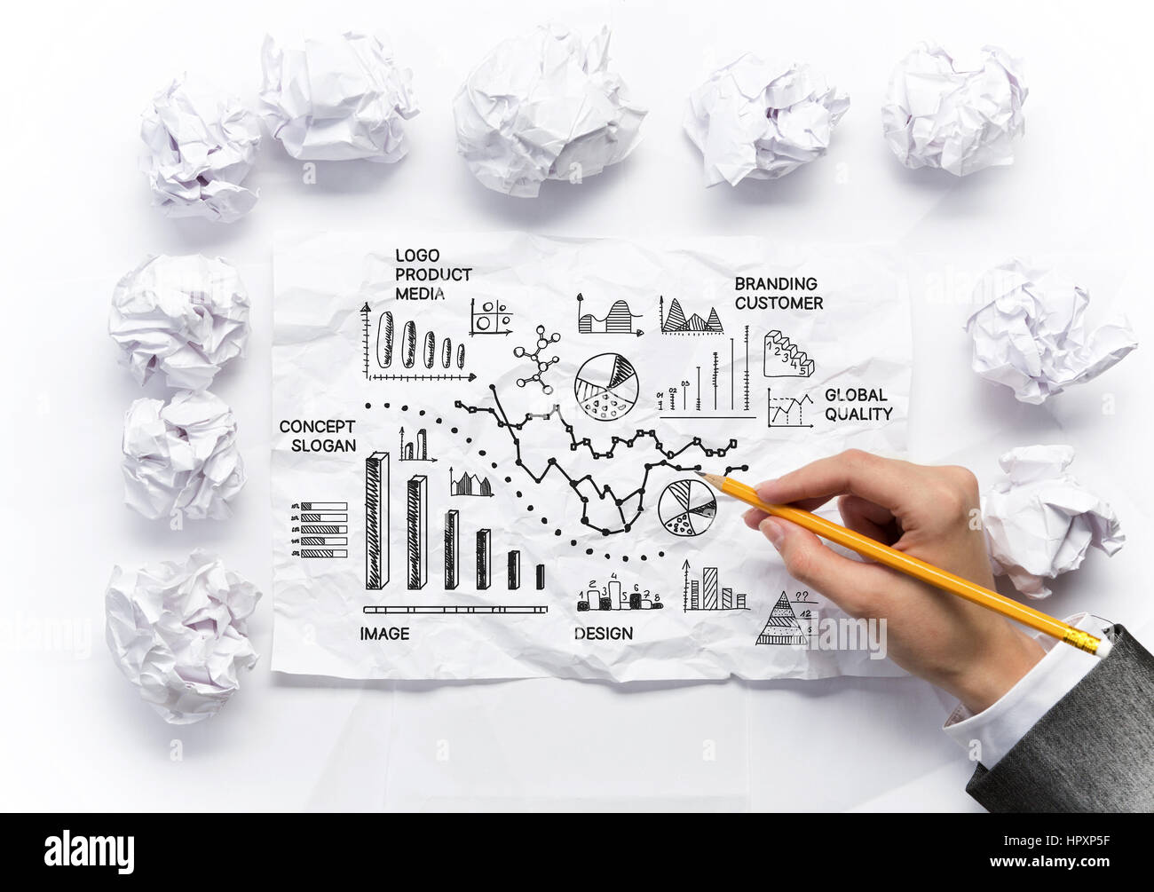 Creative idea concept with hand drawing business strategy on sheet of ...