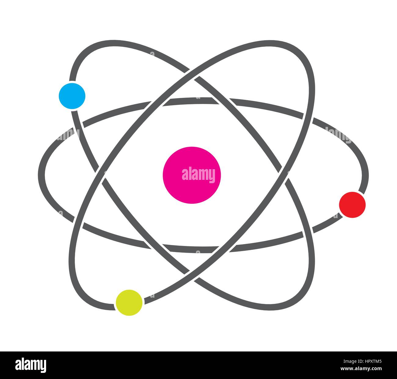Atom icon vector isolated in white background. Stock Vector