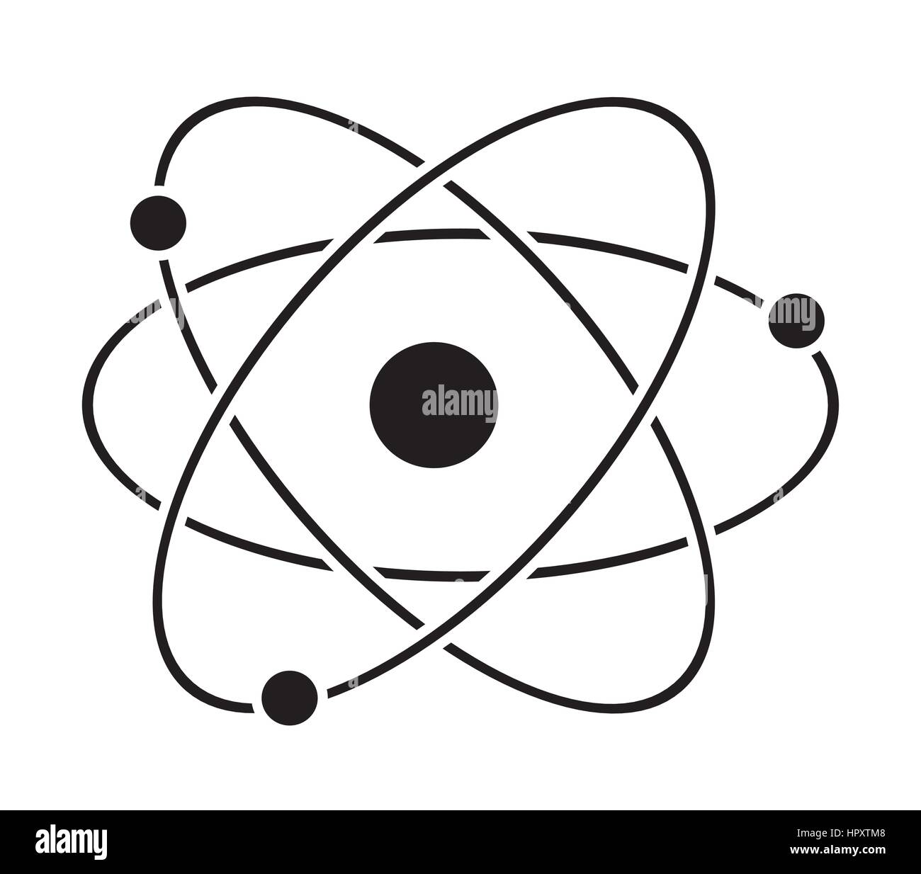 Atom icon vector isolated in white background. Stock Vector