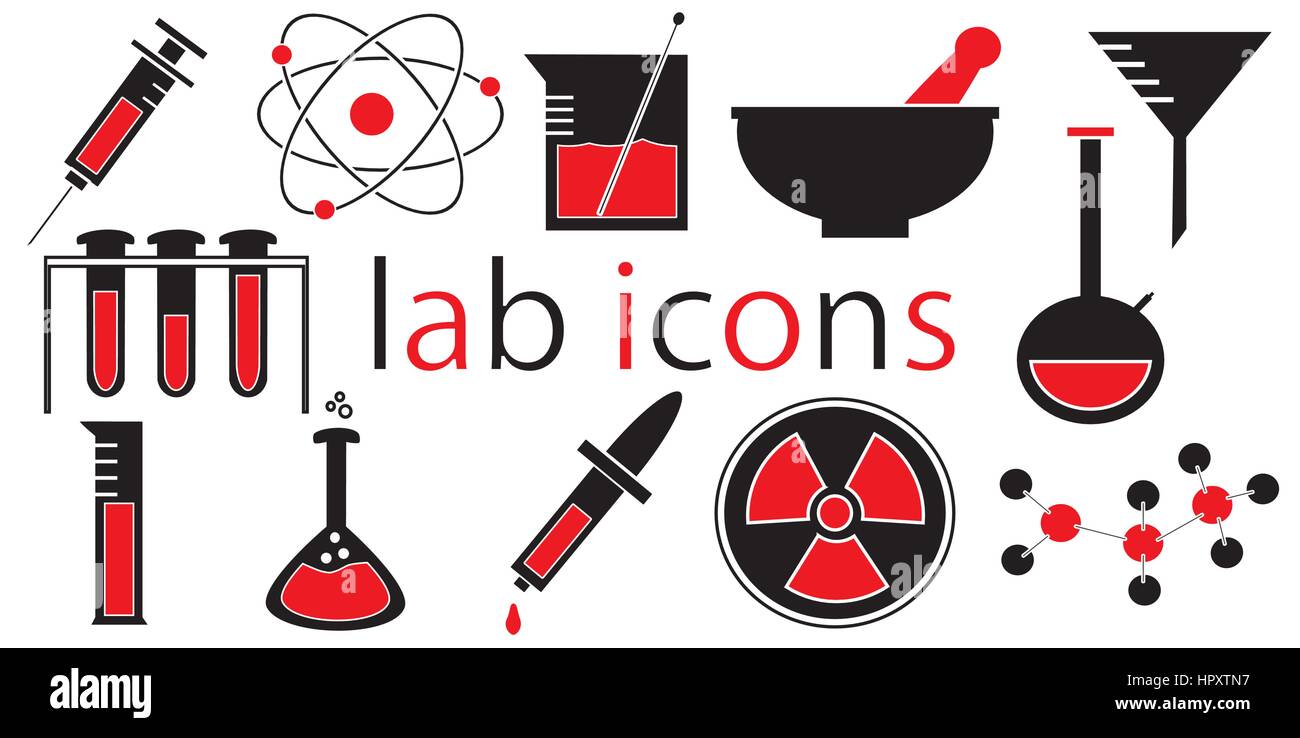 Laboratory icons vector isolated white background. Stock Vector