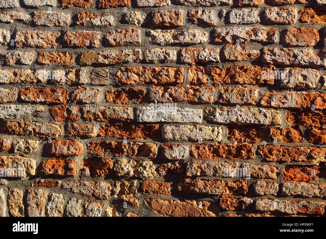 Background of old vintage dirty brick wall with peeling plaster ...