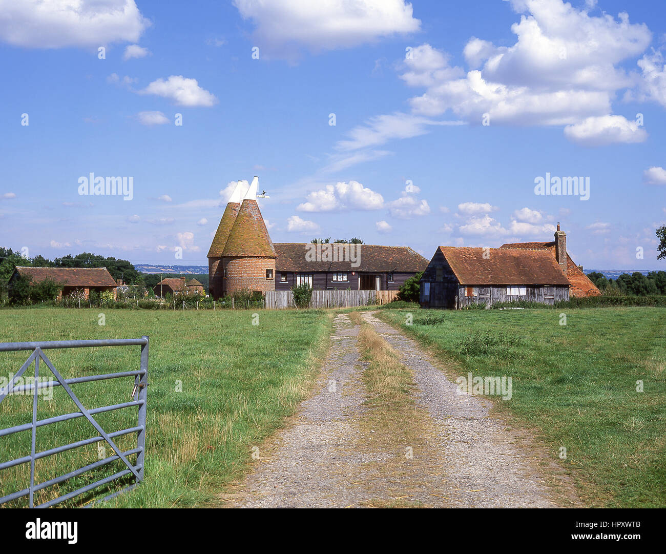 Farm with traditional oast house near Canterbury, Kent, England, United