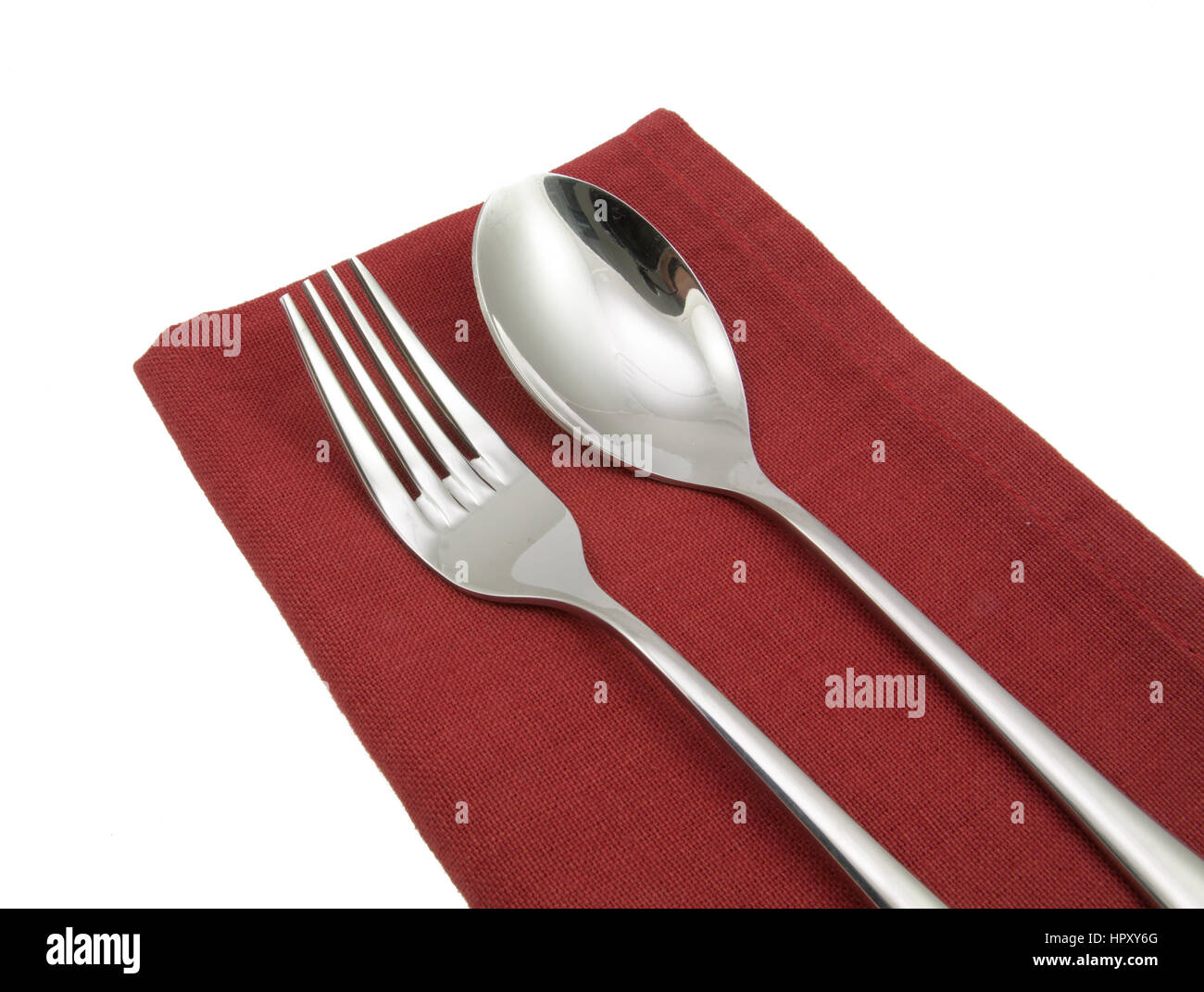 photo silverware fork napkin isolated on white Stock Photo Alamy