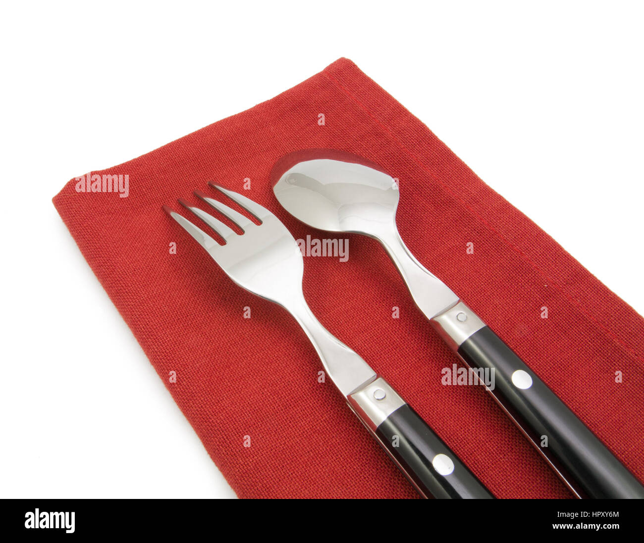 photo silverware fork napkin isolated on white Stock Photo Alamy