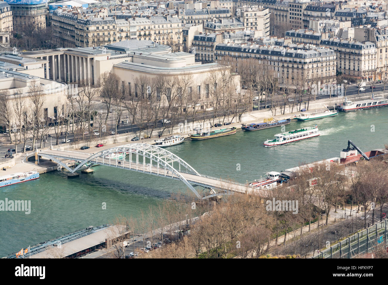 Banks of the river seine viewed from Eiffel Tower, UNESCO world heritage site, Ile-de-France, Paris, France Stock Photo