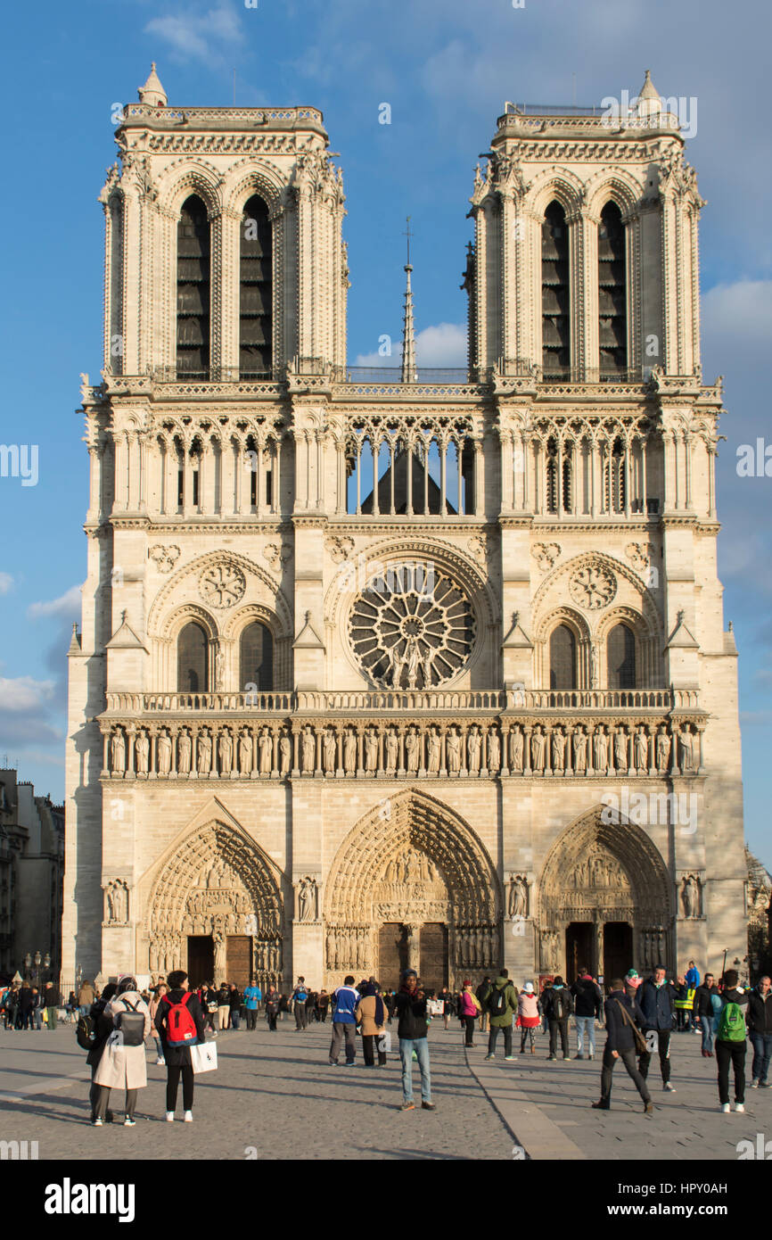 Notre Dame Cathedral, west facade and entrance. Paris, France, Europe Stock  Photo - Alamy