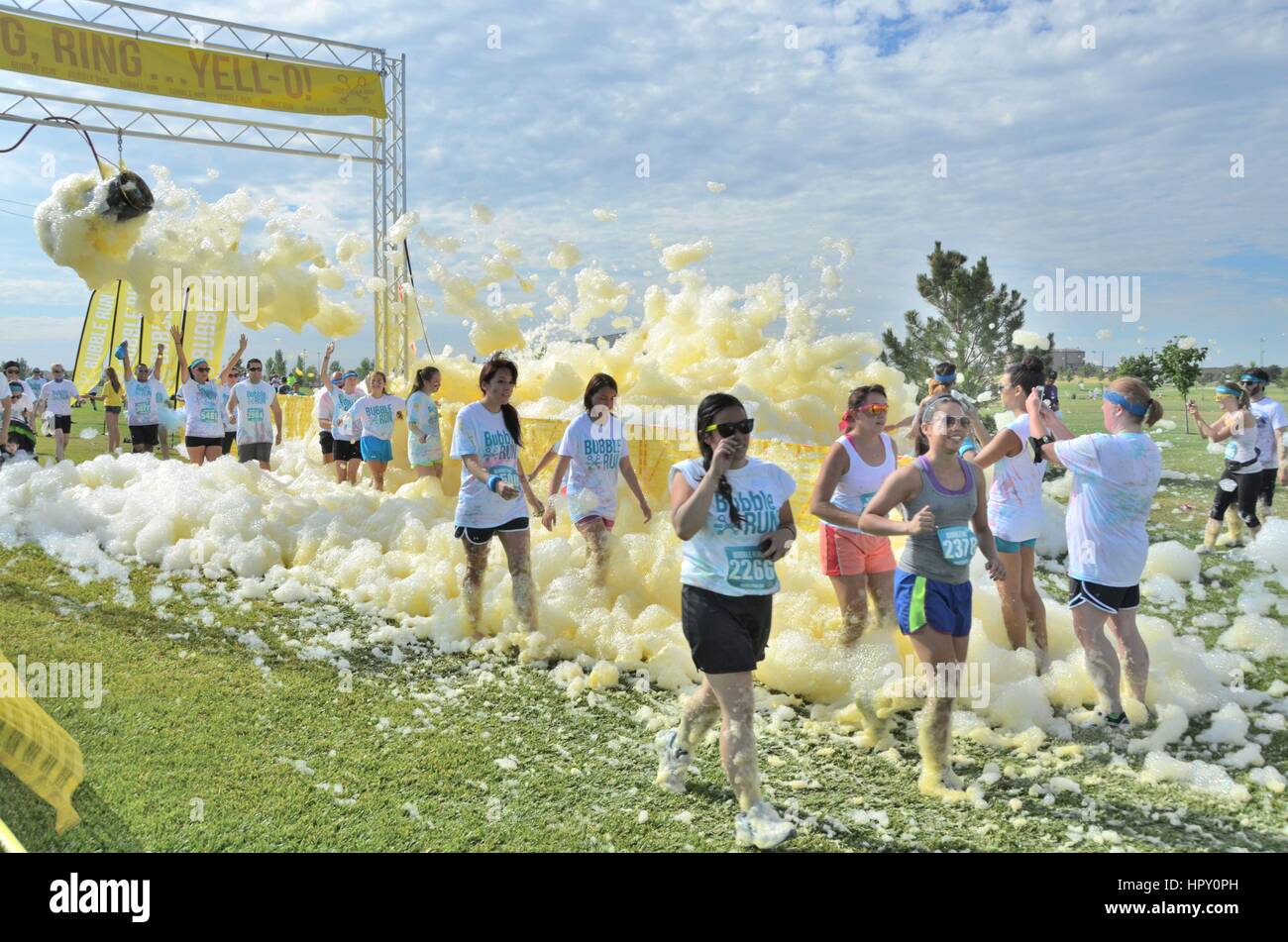 Bubble Run Fund Raiser Stock Photo Alamy