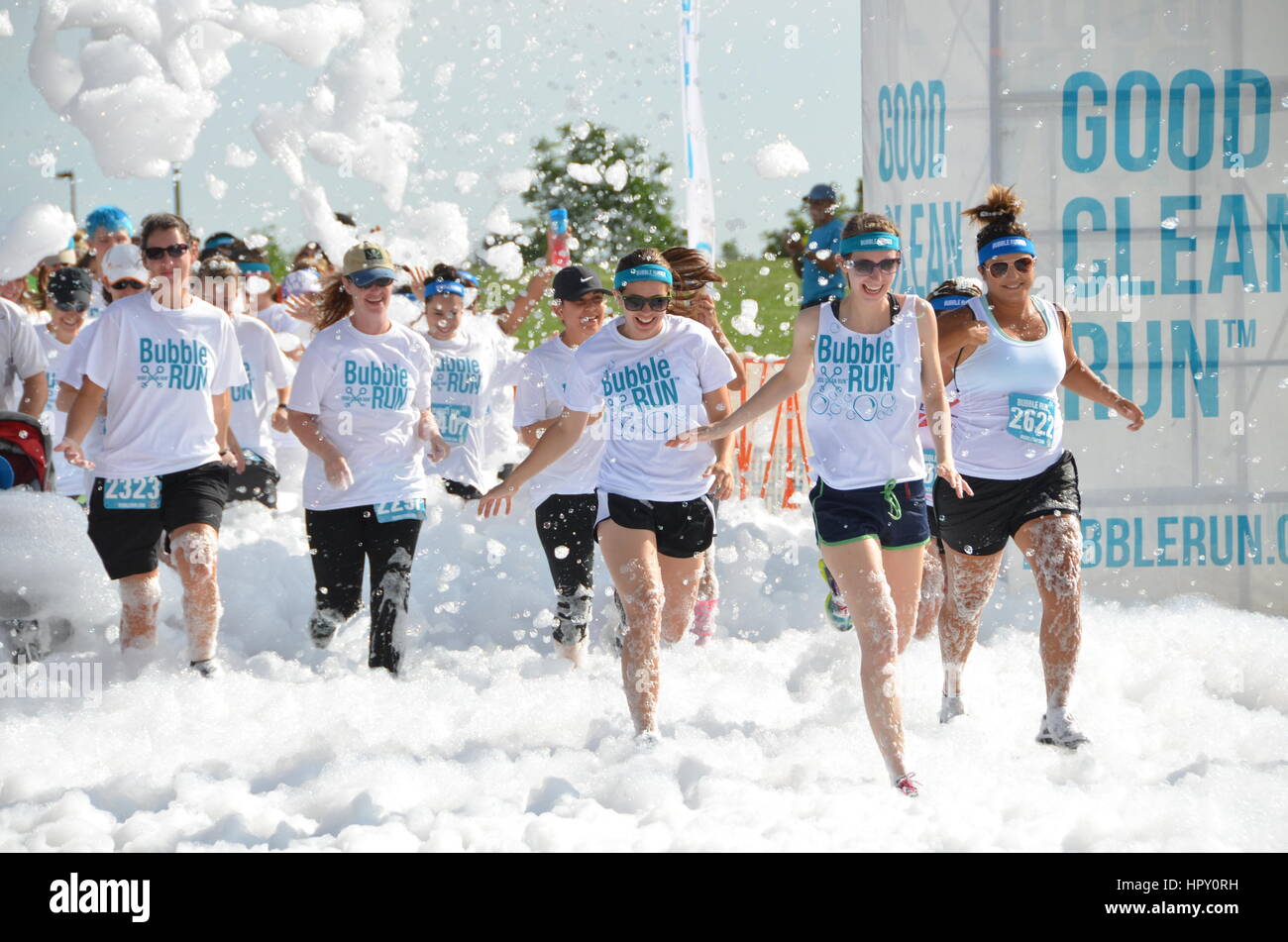 Bubble Run Fundraiser Stock Photo Alamy