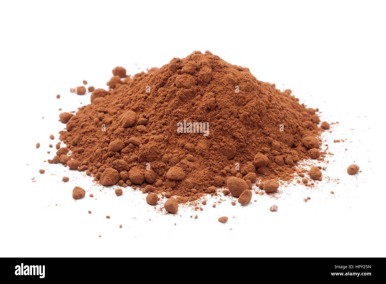 Heap of cocoa powder on white background Stock Photo