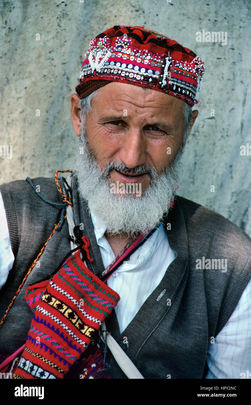Portrait of Turkish Man or Turk Wearing traditional Woollen Hat and Islamic Beard Istanbul Turkey Stock Photo