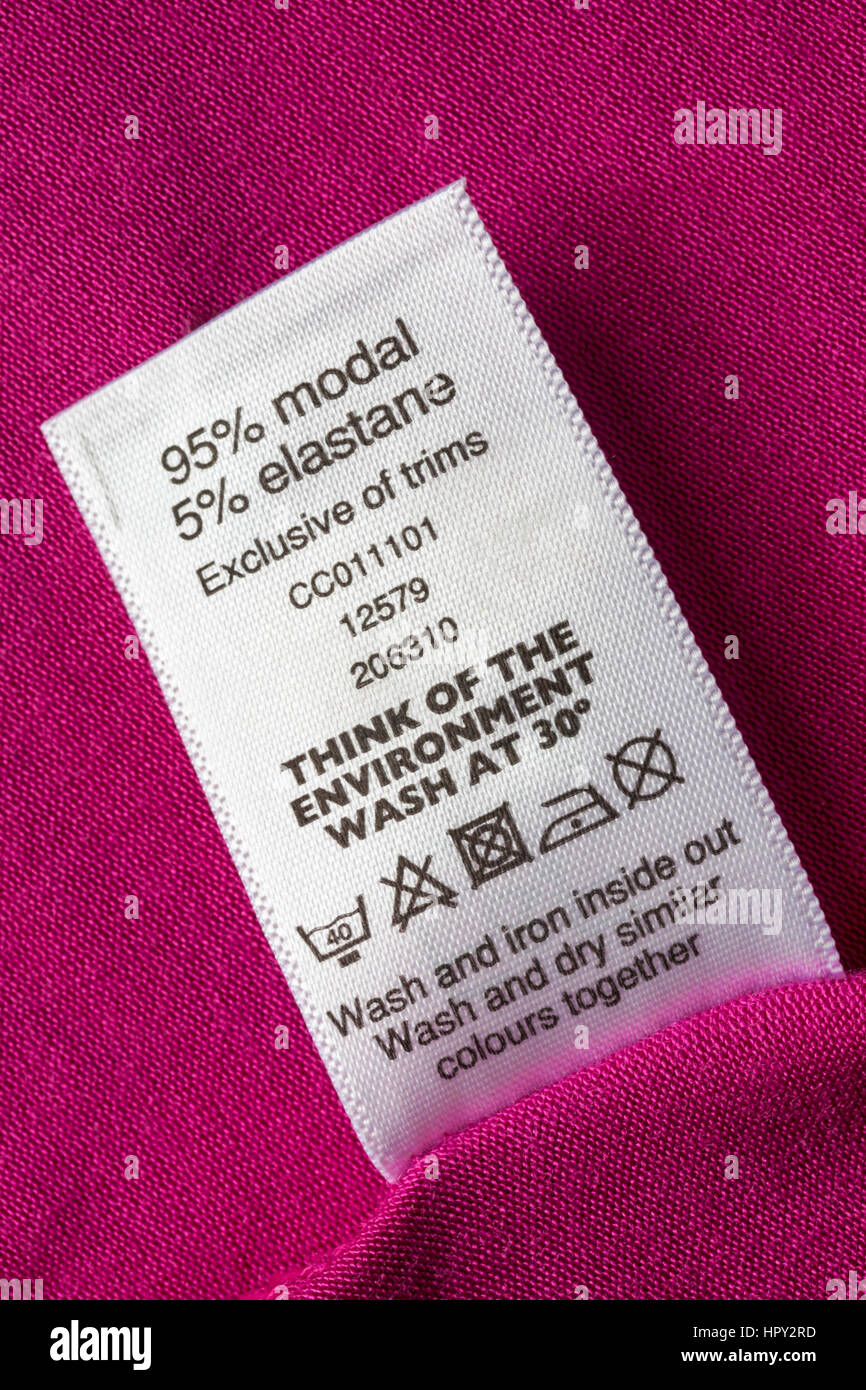 think of the environment wash at 30 degrees label with washing