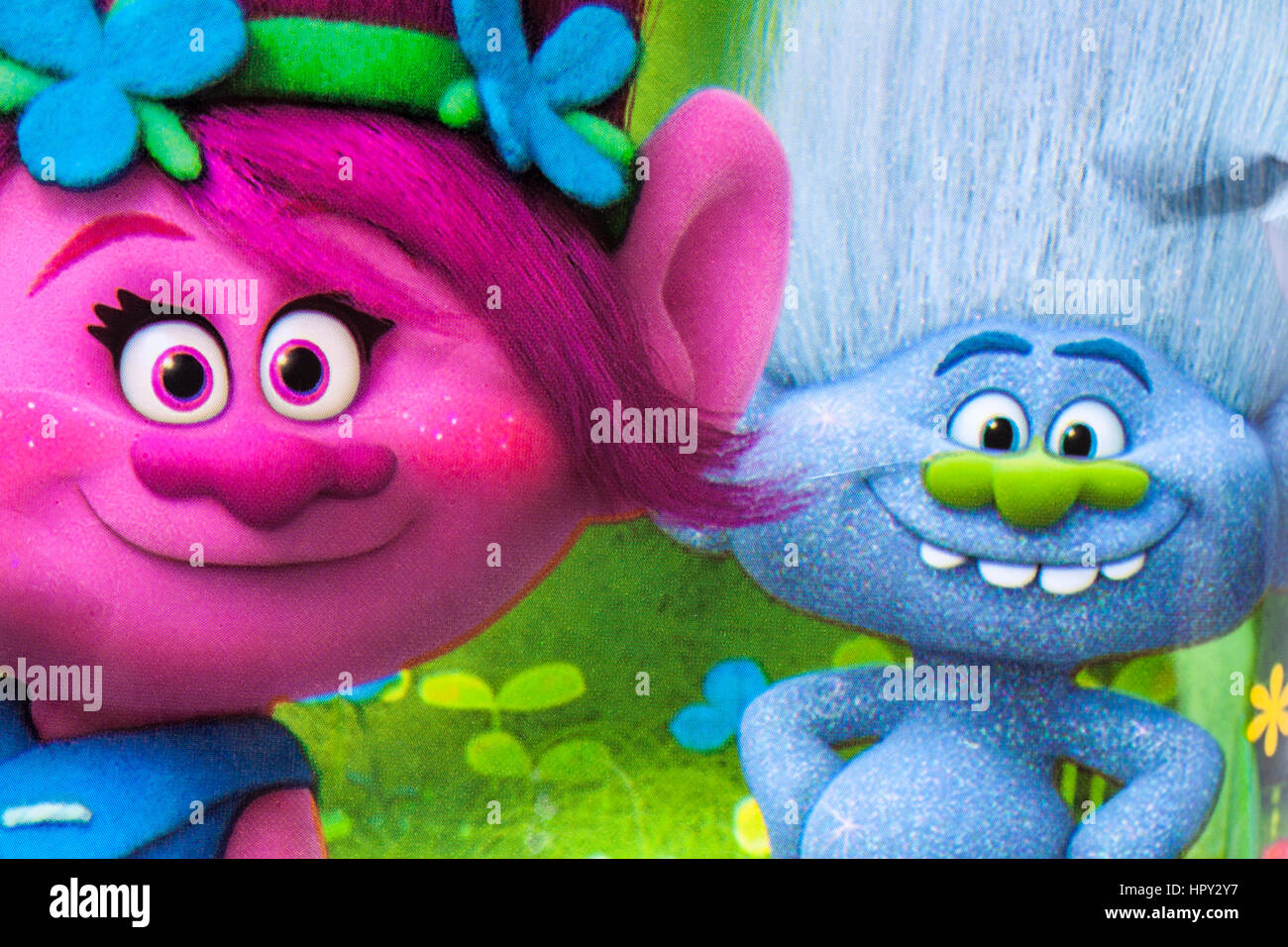 Close Up Detail Of Trolls Characters On Packet Of Nickelodeon Trolls Speckled Egglets Easter Eggs Stock Photo Alamy