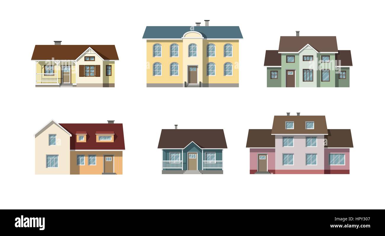 Set with classic family houses Stock Vector Image & Art - Alamy