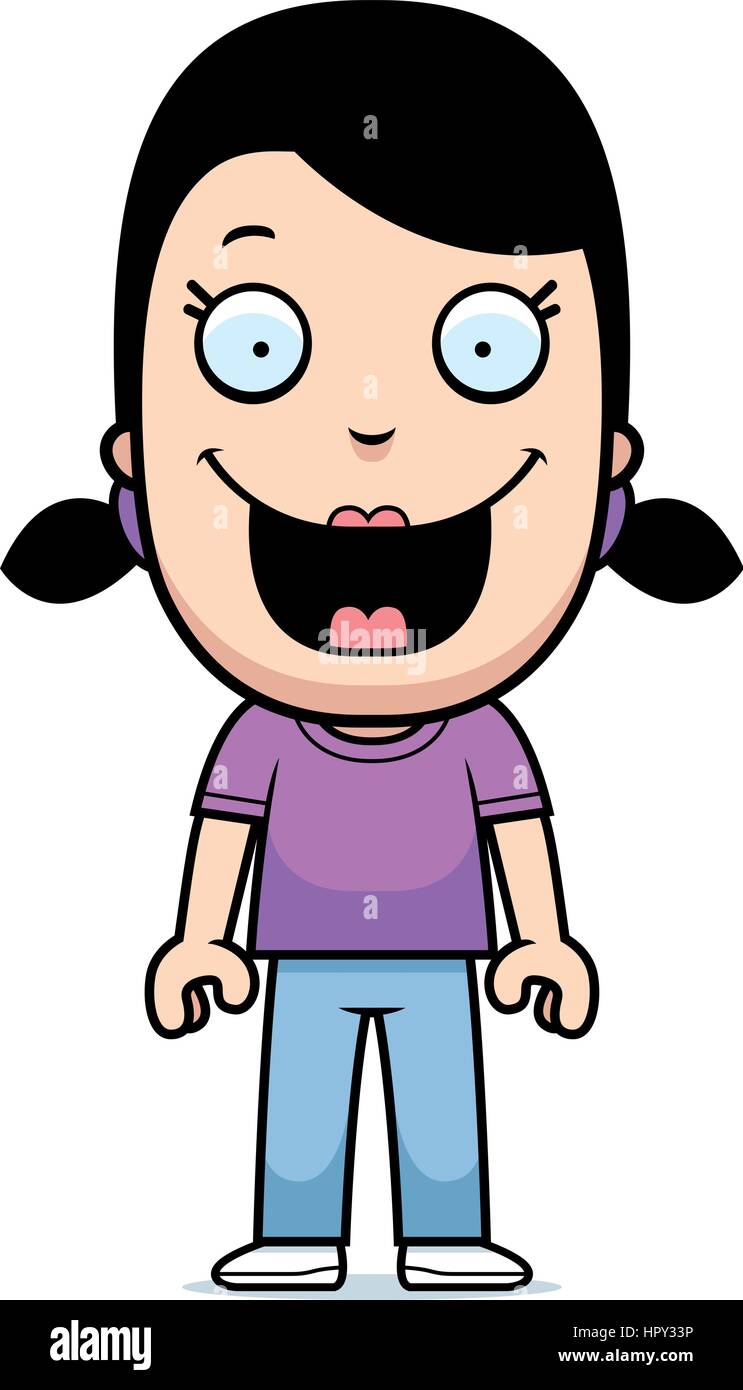 A happy cartoon girl standing and smiling Stock Vector Image & Art - Alamy