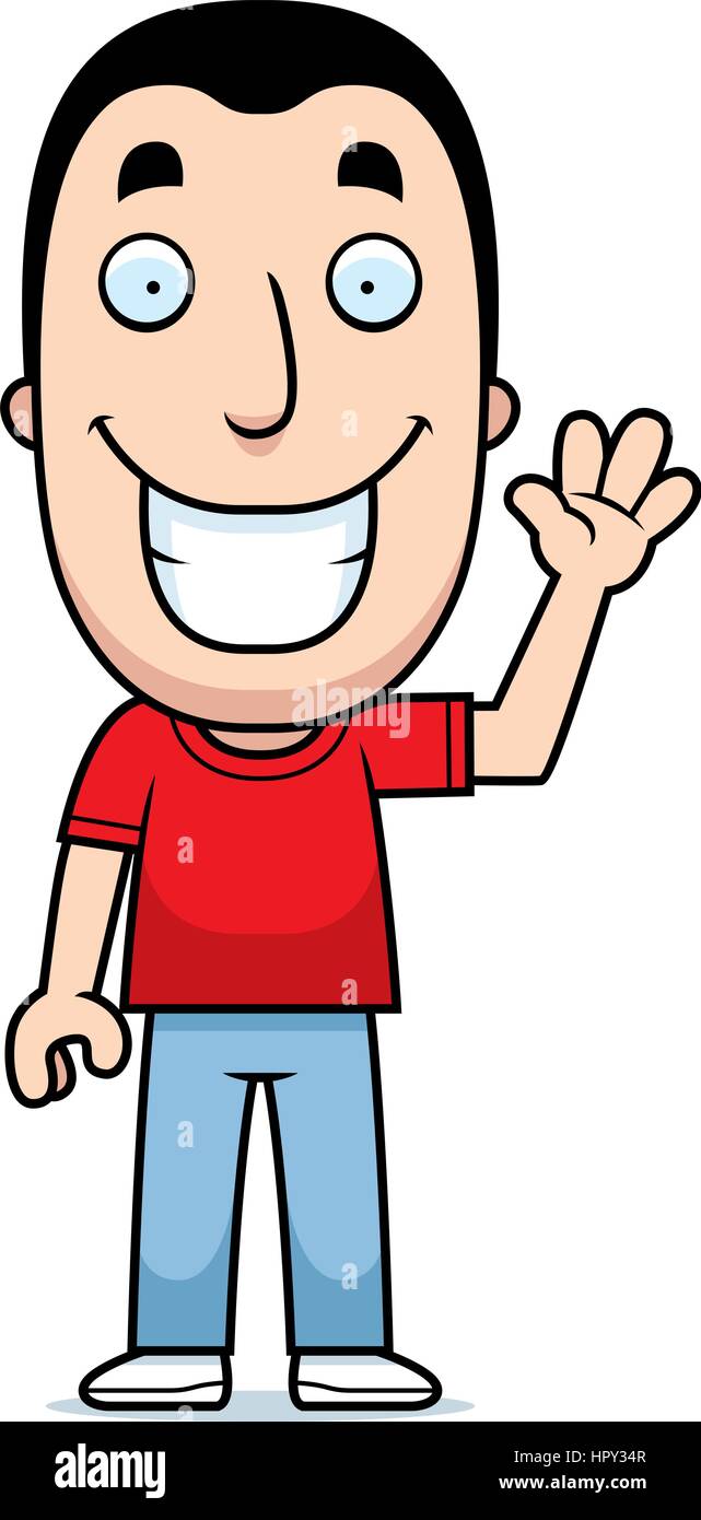 A happy cartoon man waving and smiling Stock Vector Image & Art - Alamy