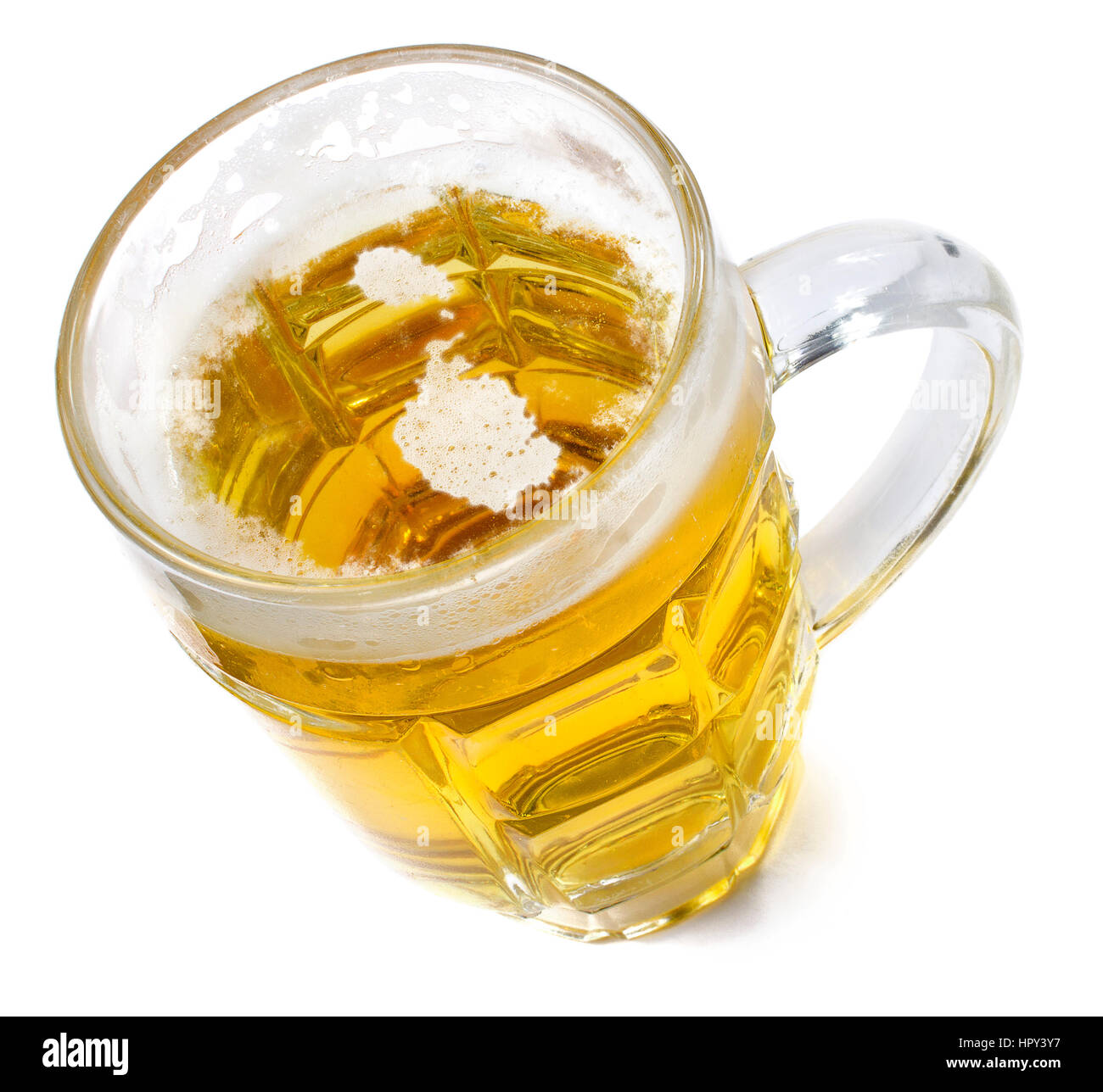 Beer head  in the shaped of Malta and a beer.(series) Stock Photo