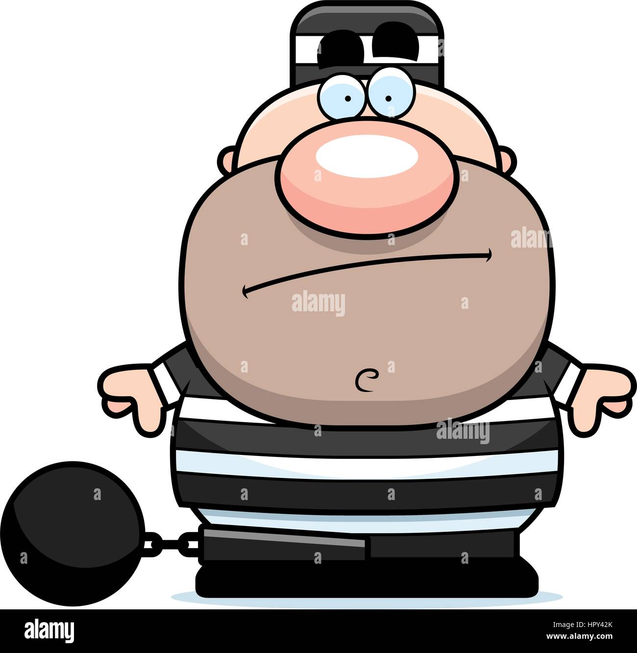 A cartoon prisoner in a prison uniform and ball and chain Stock Vector