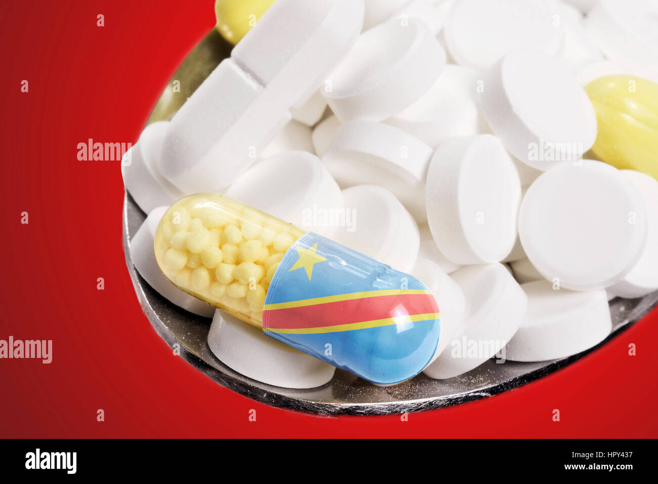 The national flag of Democratic Republic of the Congo on a capsule and ...