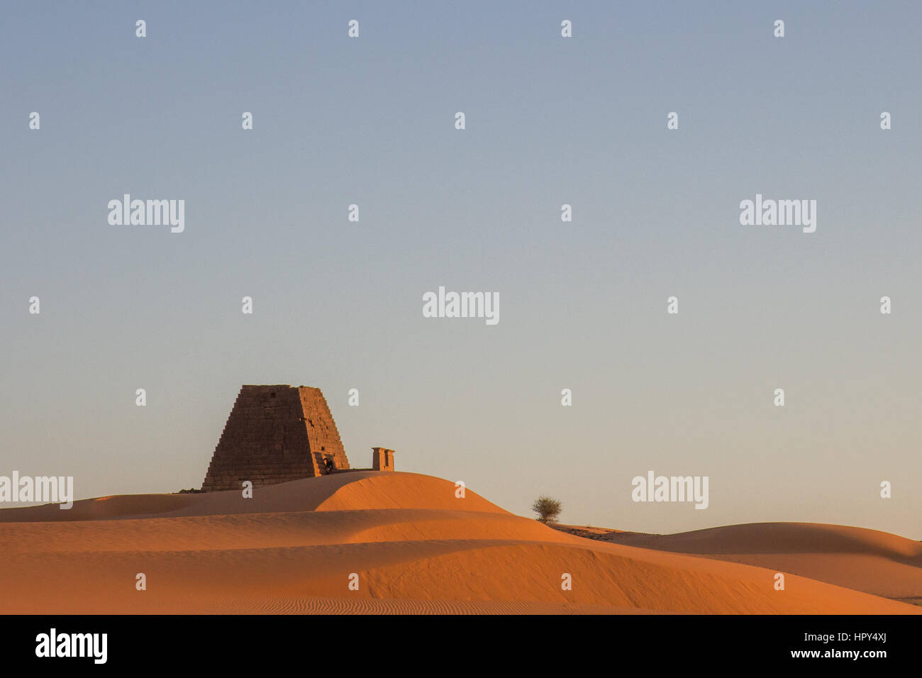 Meroe pyramids at sunrise. Meroe, Sudan. Stock Photo