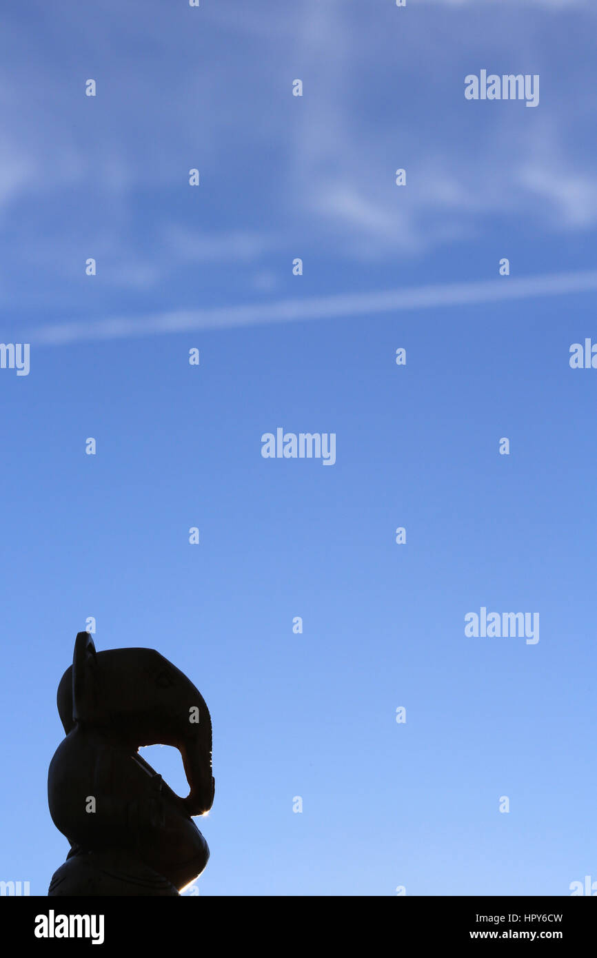 Silhouette of a statue of Ganesh. Stock Photo