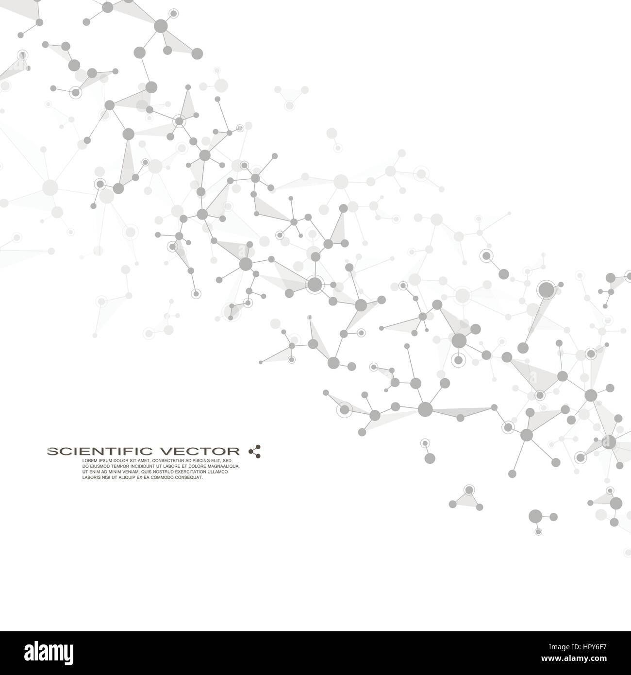 Molecule DNA and neurons vector. Molecular structure. Connected lines with dots. Genetic chemical compounds. Chemistry, medicine, science, technology concept. Geometric abstract background. Stock Vector