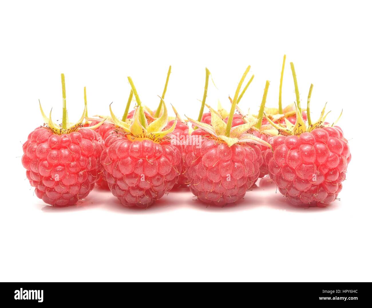 fresh organic raspberries isolated on white background Stock Photo - Alamy