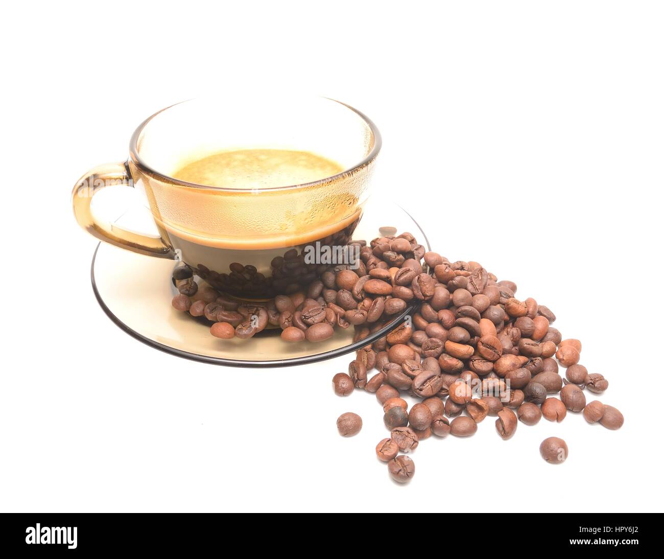 Coffee cup with coffee beans Stock Photo