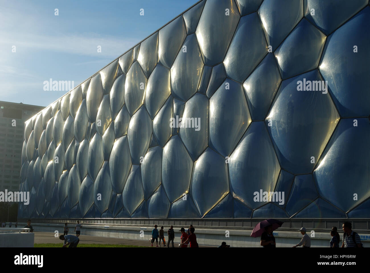 wall of aquatic stadium where beijing olypics was held Stock Photo