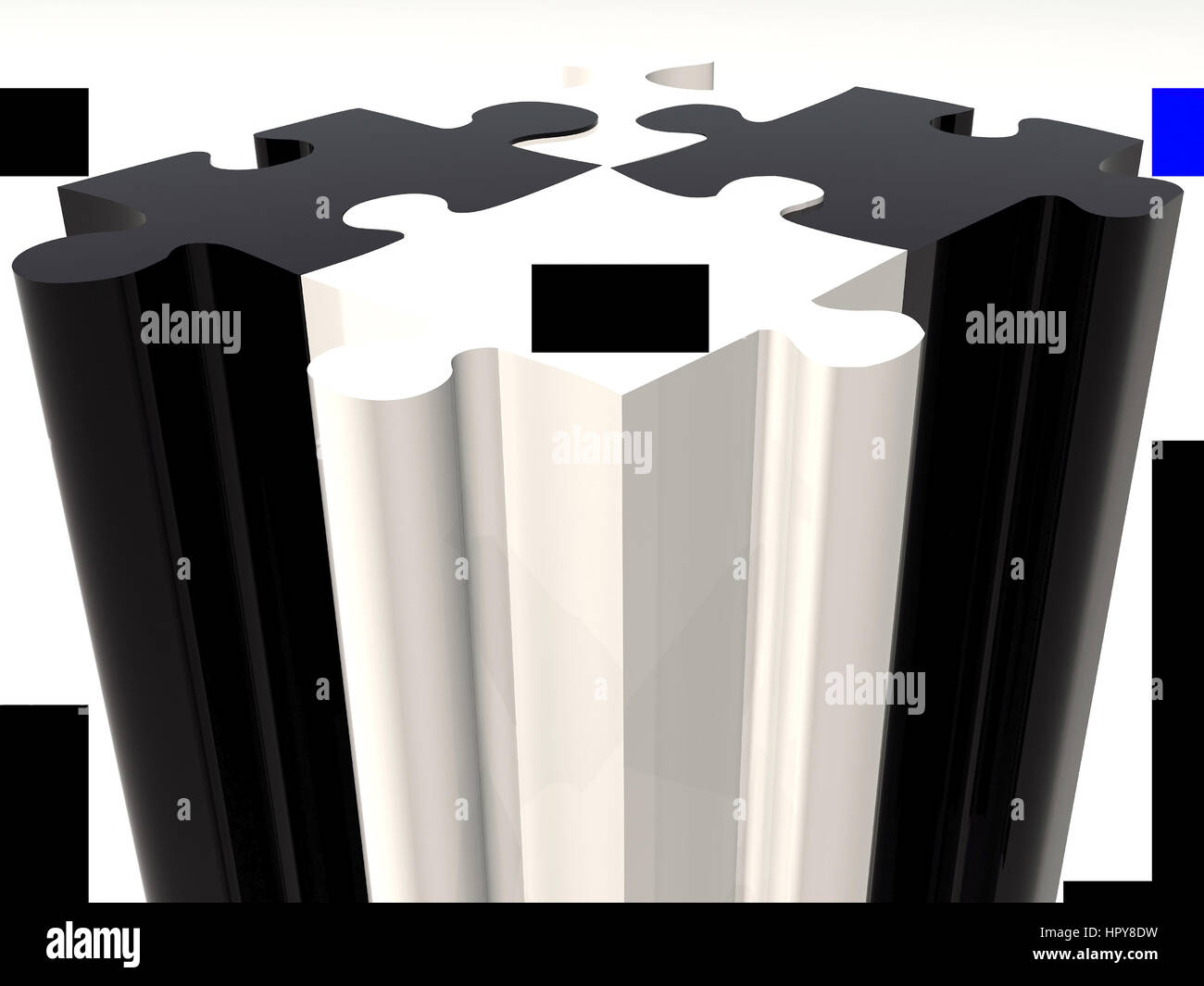 black and white puzzle pieces made in 3d Stock Photo - Alamy