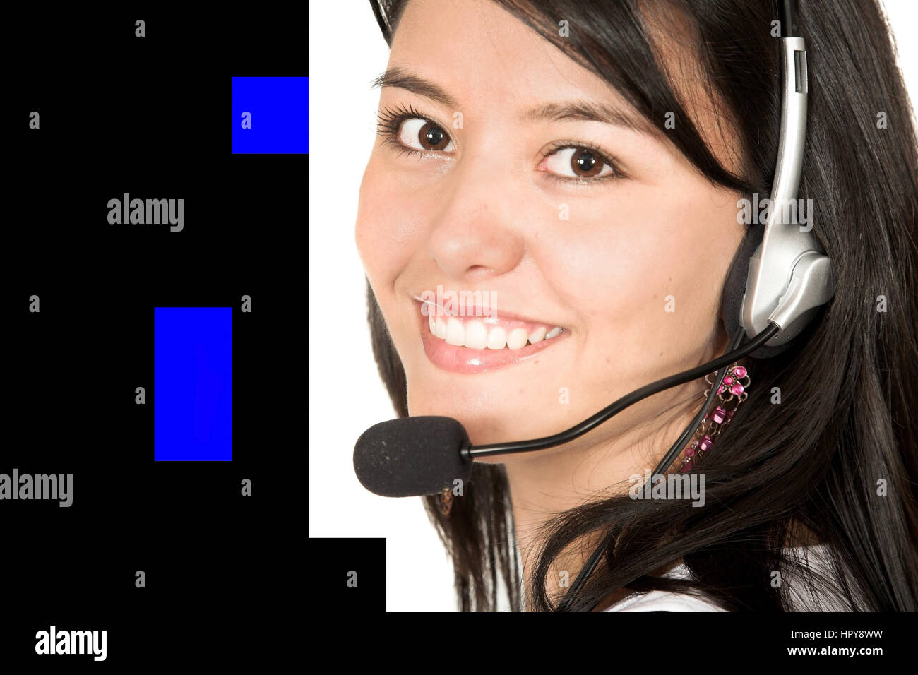Beautiful Customer Support Girl over white Stock Photo Alamy
