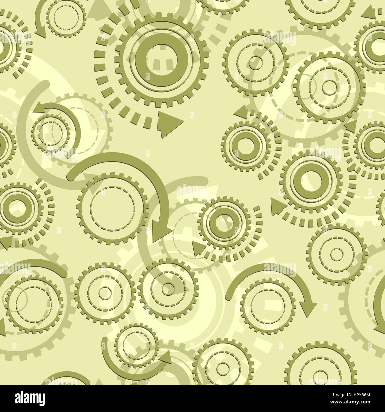 Technical gears seamless pattern. Vector illustration. Engineering mechanic transmission background. Stock Vector