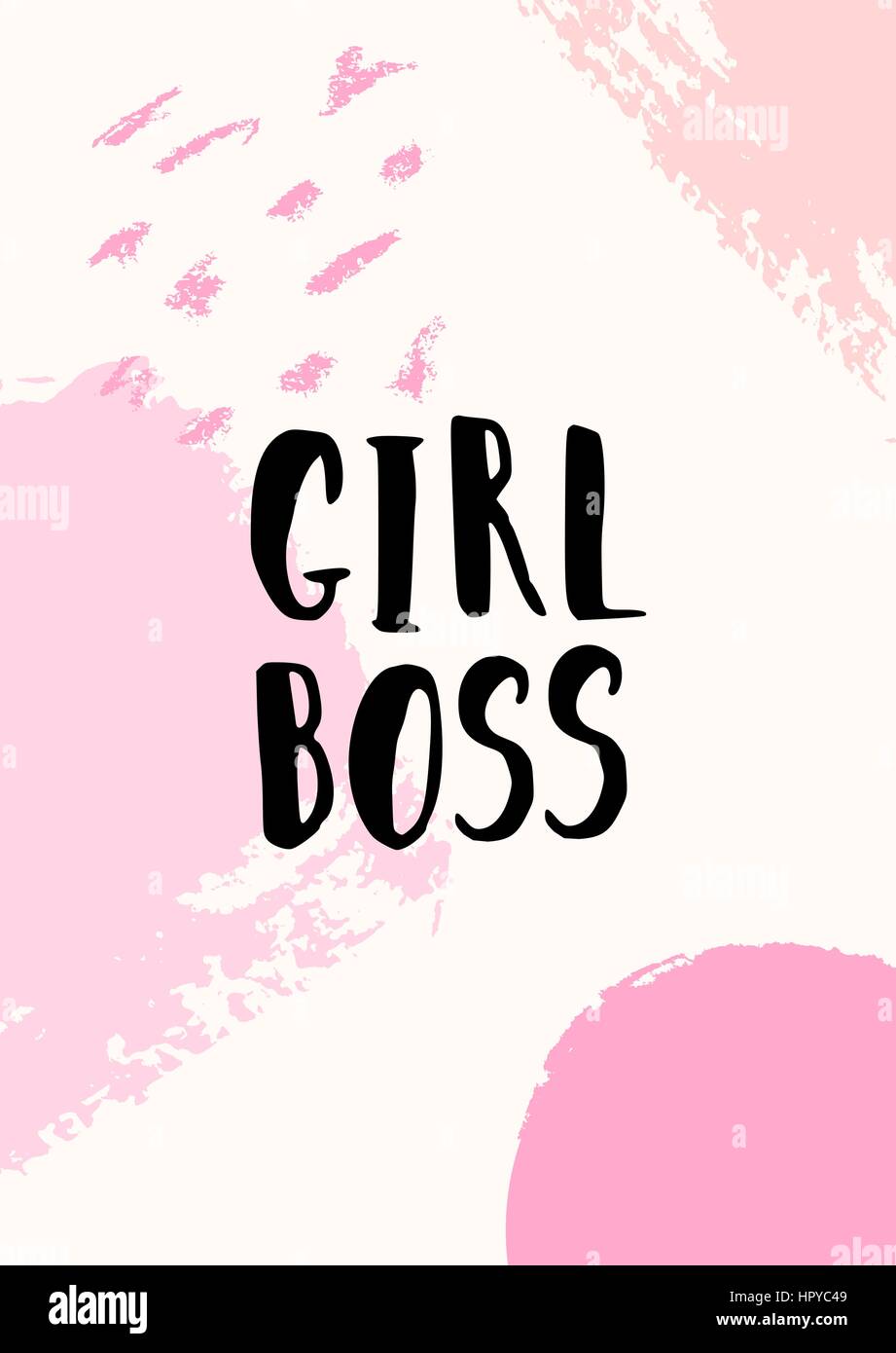 Girl Boss inspirational quote poster design. Hand lettered text in