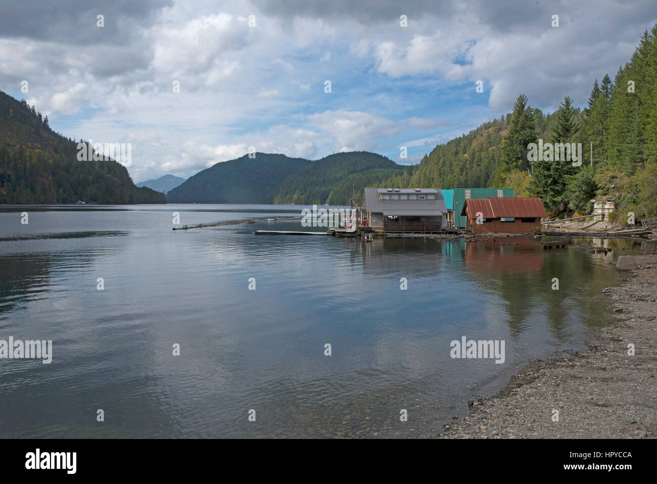 Floating Homes and Lodges along the shores of Great Central Lake
