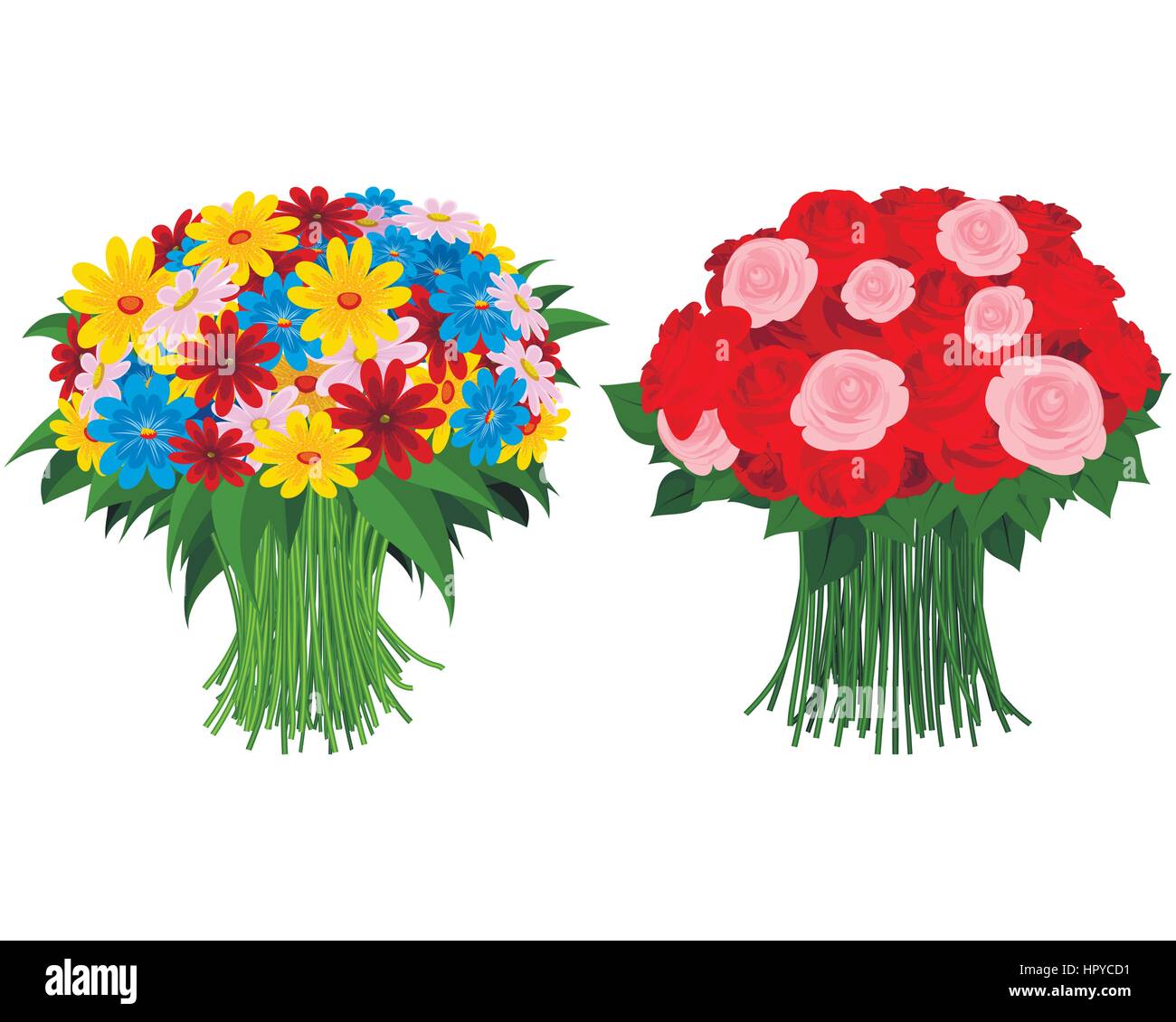 Vector illustration of a two bouquet of flowers Stock Vector Image ...
