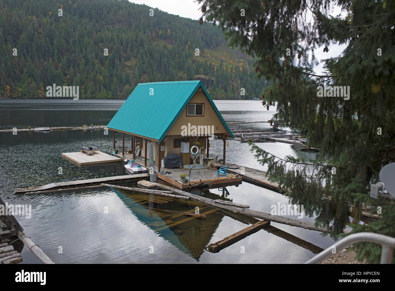 Floating Homes And Lodges Along The Shores Of Great Central Lake