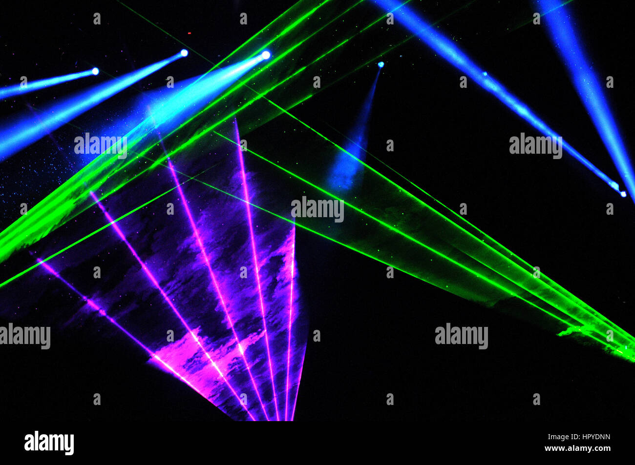 Disco light show, stage lights with laser Stock Photo Alamy
